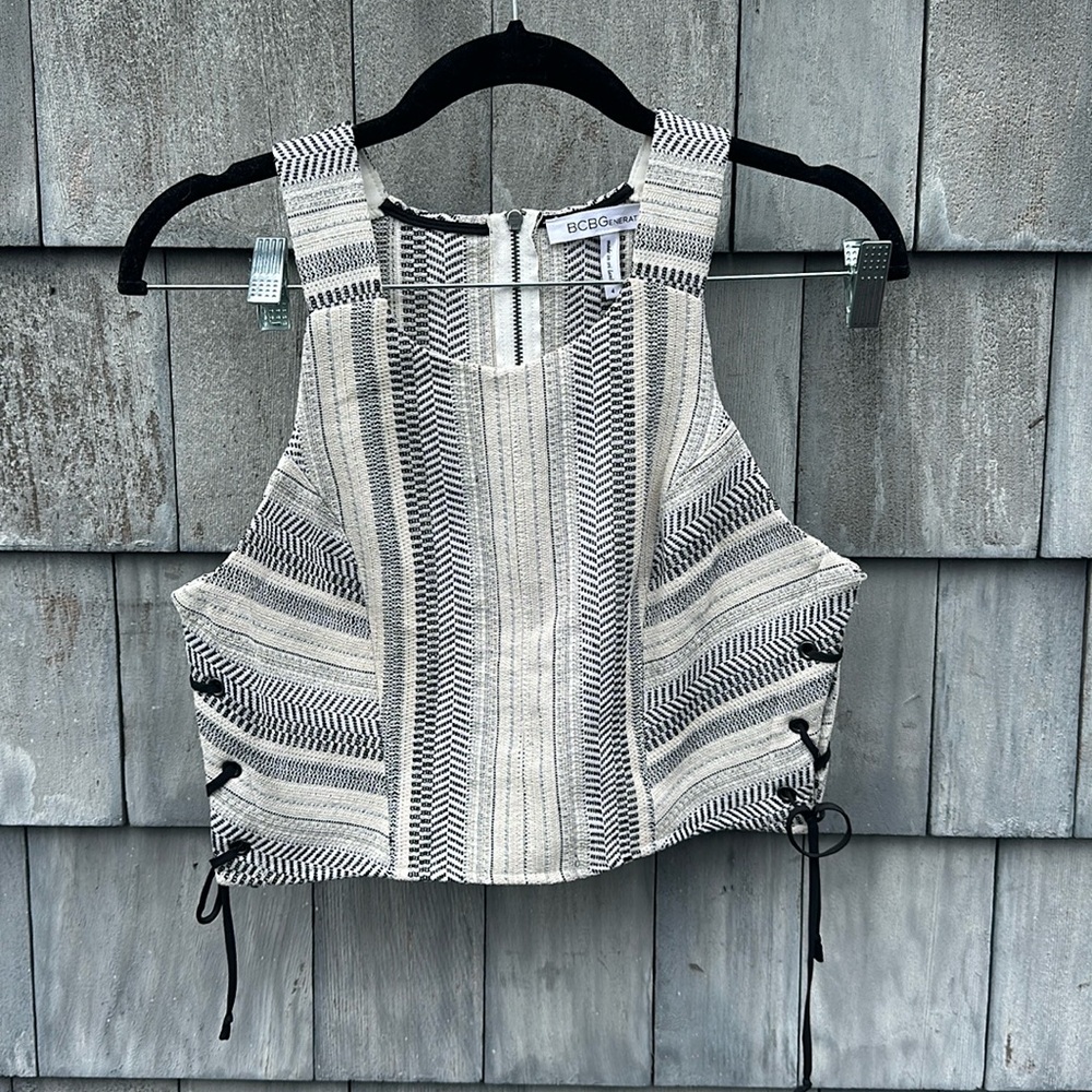 BCBGeneration Black Multi Jacquard Crop Top